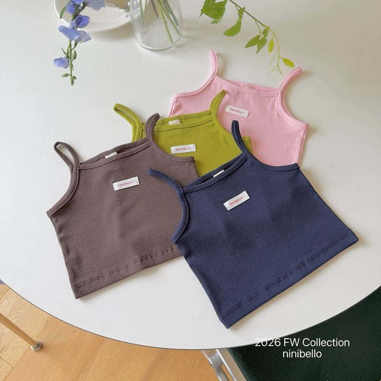 韓国子供服 / ninibello / Vive Ribbed Sleeveless Top / トップ *XS~XXL*