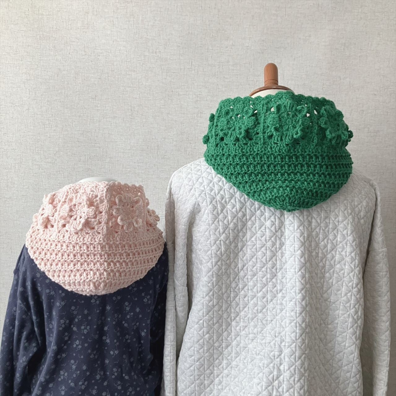 手編み帽子　愛されニット帽♡　ふわりゆるり　お花モチーフ　バラクラバ　No131 編み図のみ】お花モチーフ繋ぎのバラクラバ | 手編み雑貨の編み図