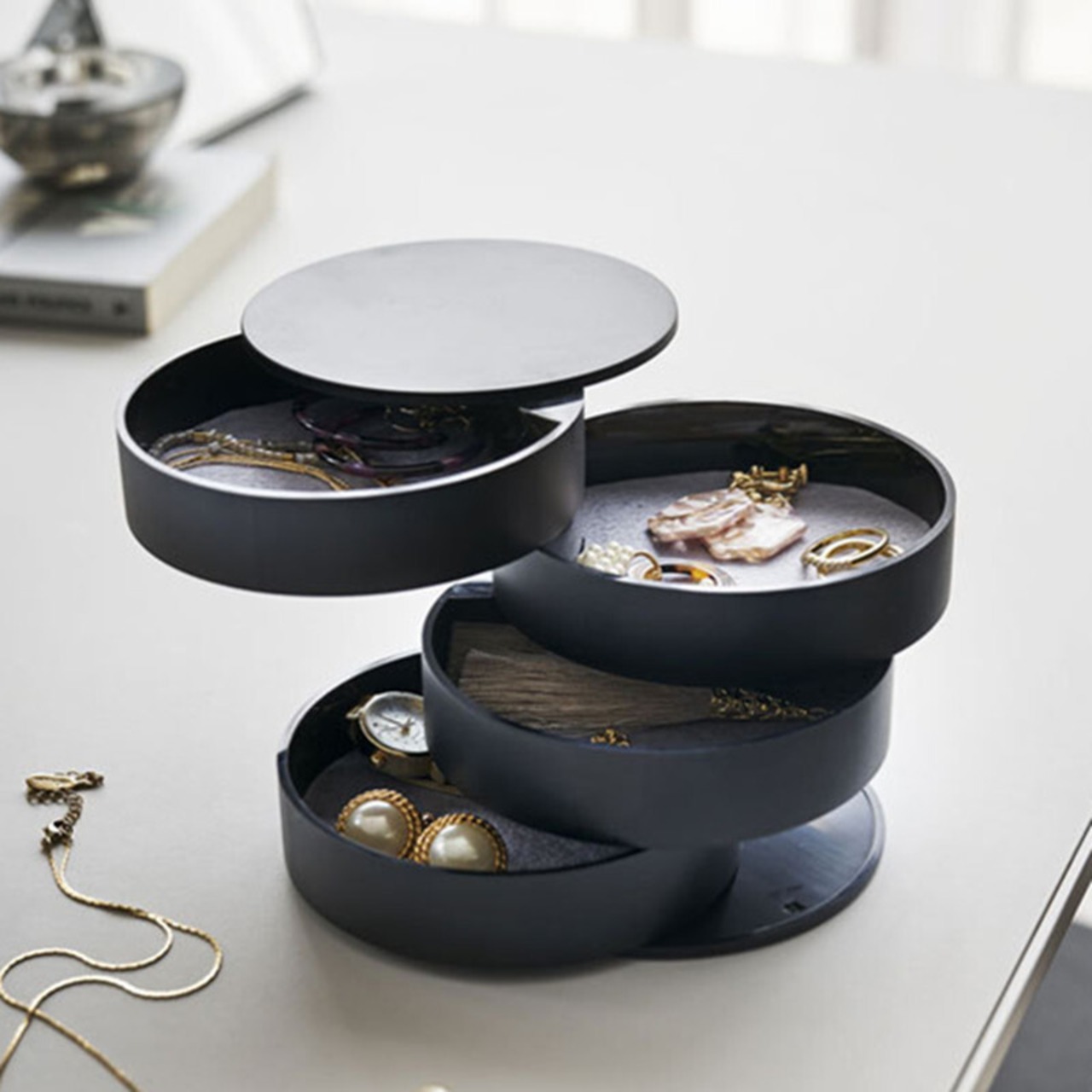 ジュエリーボックス 収納 ケース アクセサリー 小物入れ 化粧 ホワイト ブラック