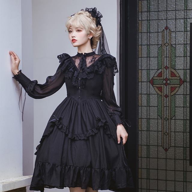 天使と悪魔 サブカル系 ロリータ 甘ロリ ワンピース ゴスロリ 病み可愛い 黒 白 お茶会 フェス 天使と悪魔 サブカル系ファッション Seasonz