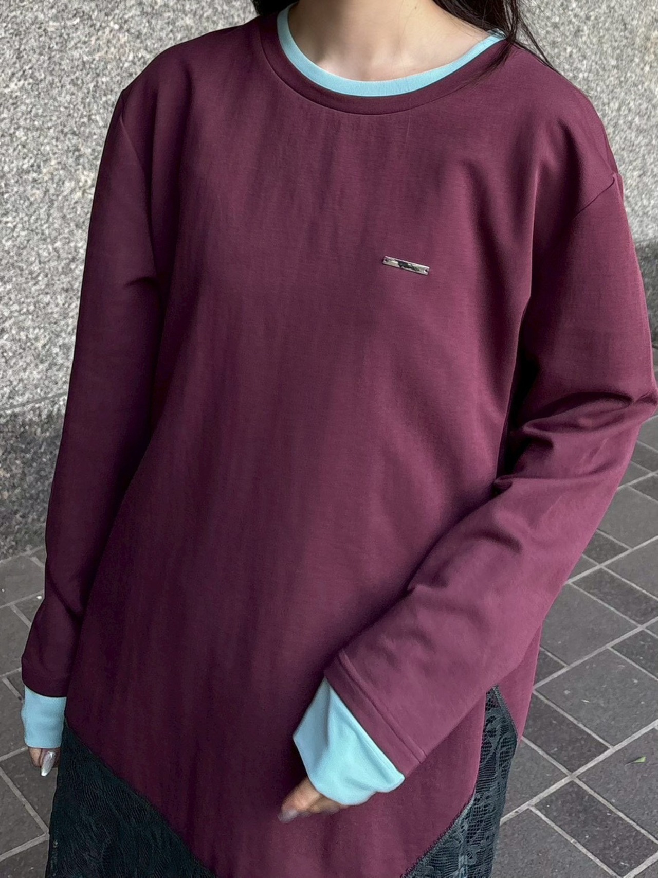MMF132TEC アシメヘムレース 長袖Tシャツ