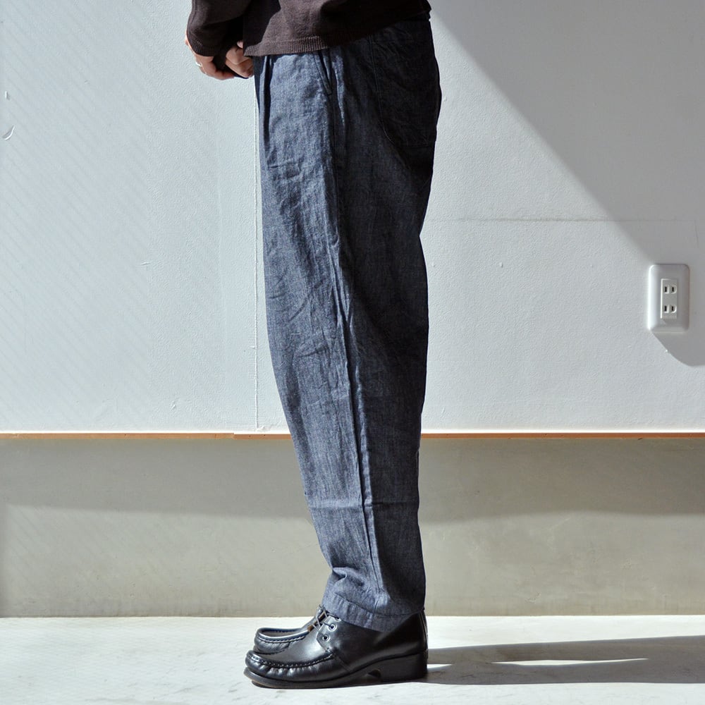 リネン RINEN 6オンスノットインディゴデニムテーパードラクパンツ(R44105)ネイビー(05)