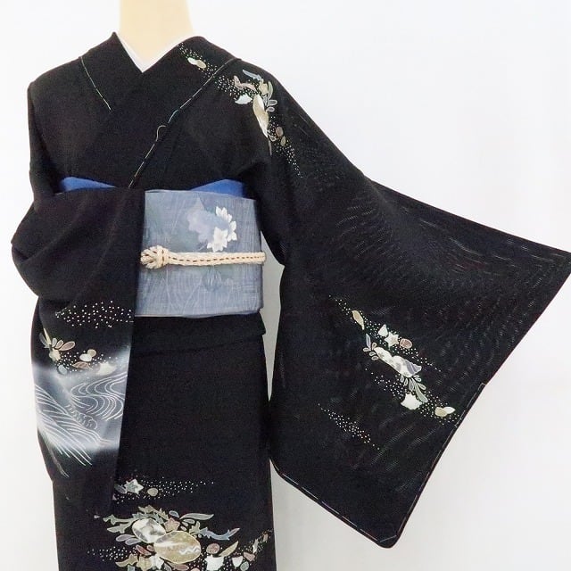 新品 絽 金駒刺繍 夏着物 仕付け糸付“お洒落な海のお祭り騒ぎ”訪問着 1648