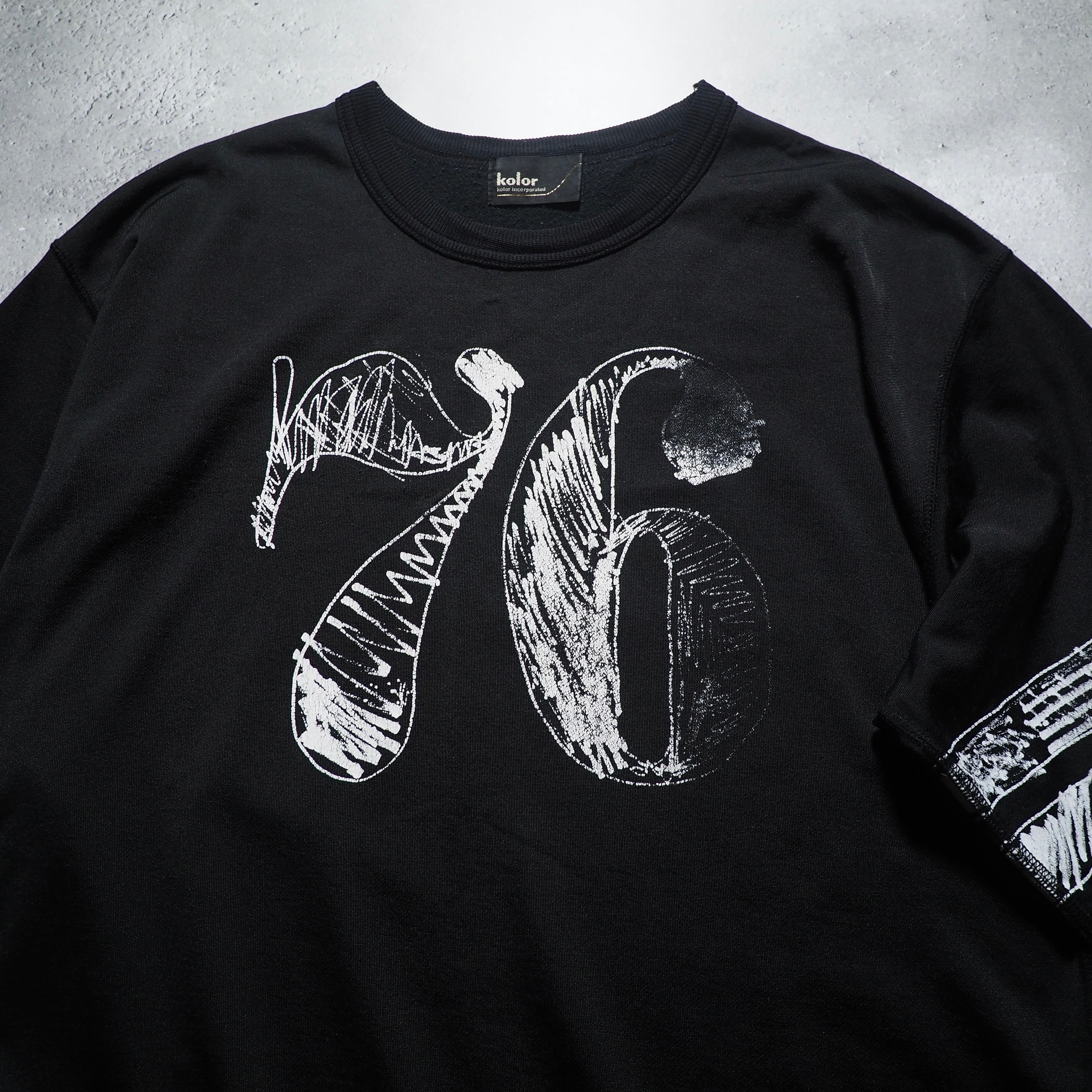 ” kolor ” ” 76 Number ” hand painted Rude taste Black Tee