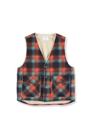RAINBOW CHECK BOA VEST