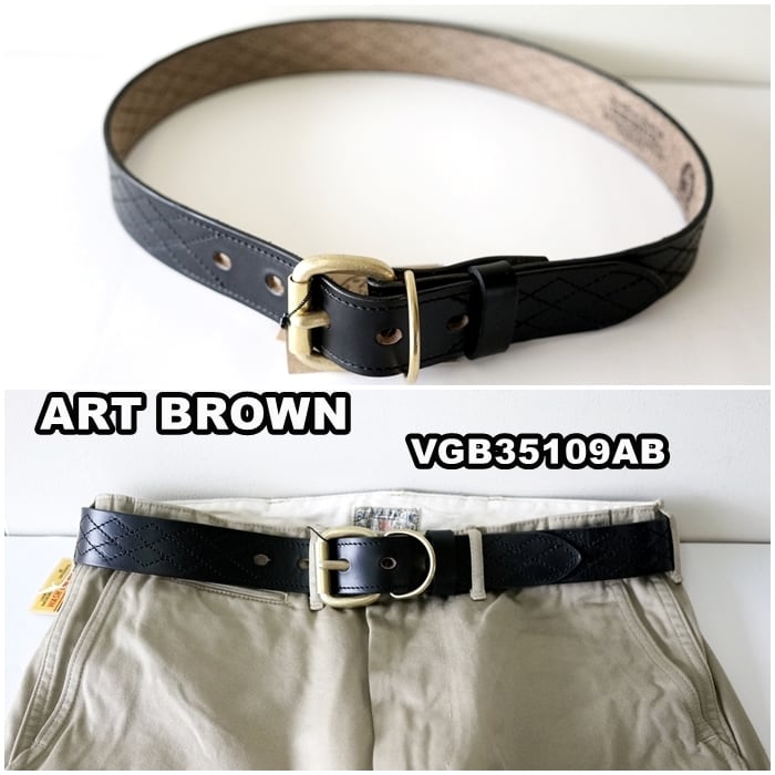 ARTBROWN (アートブラウン)メンズ レザーベルト VGB35109AB 本革 35mm