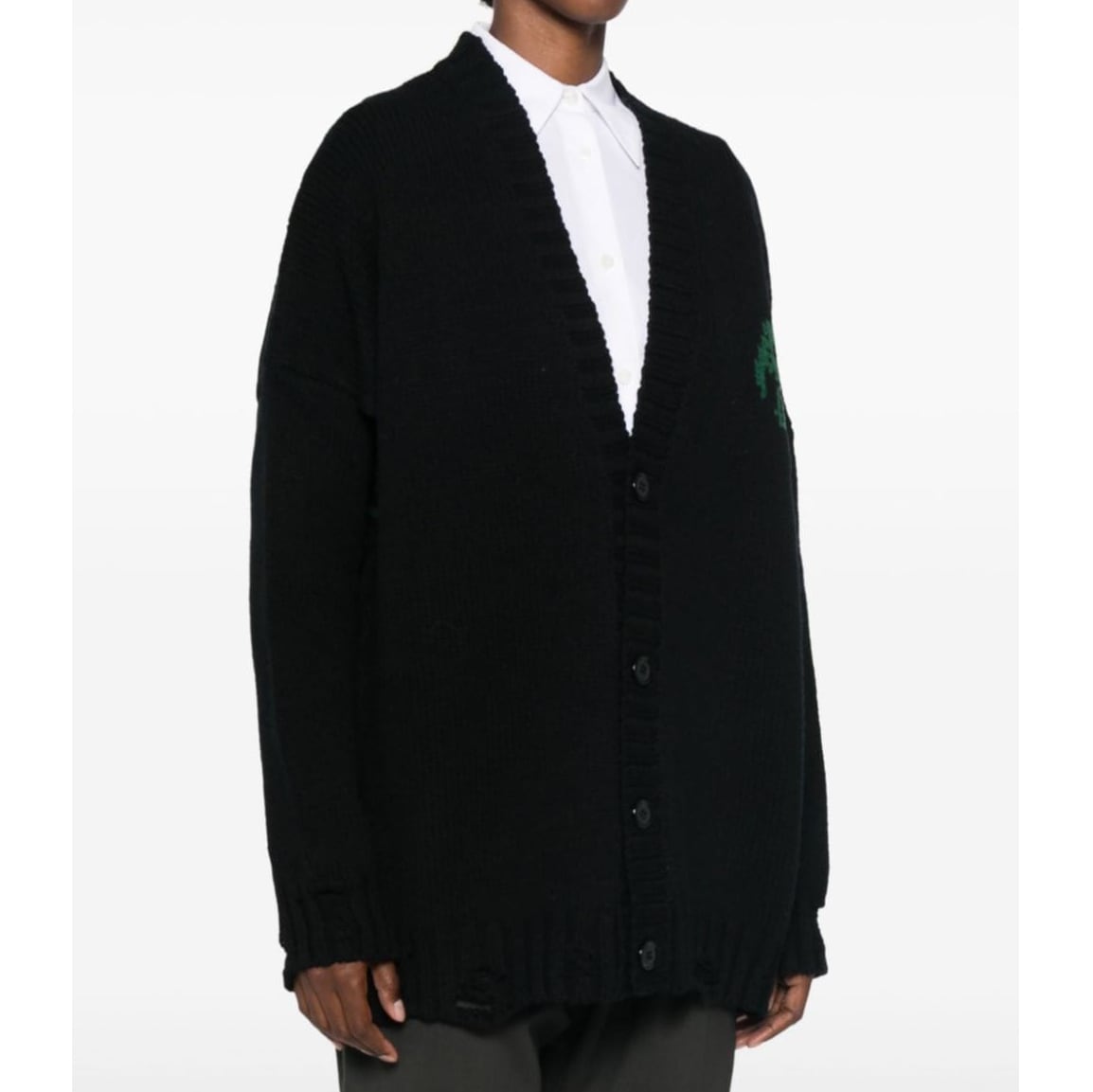 MM6 LOST MY PET OVERSIZE CARDIGAN BLACK/GREEN | SAKAN LES YEUX