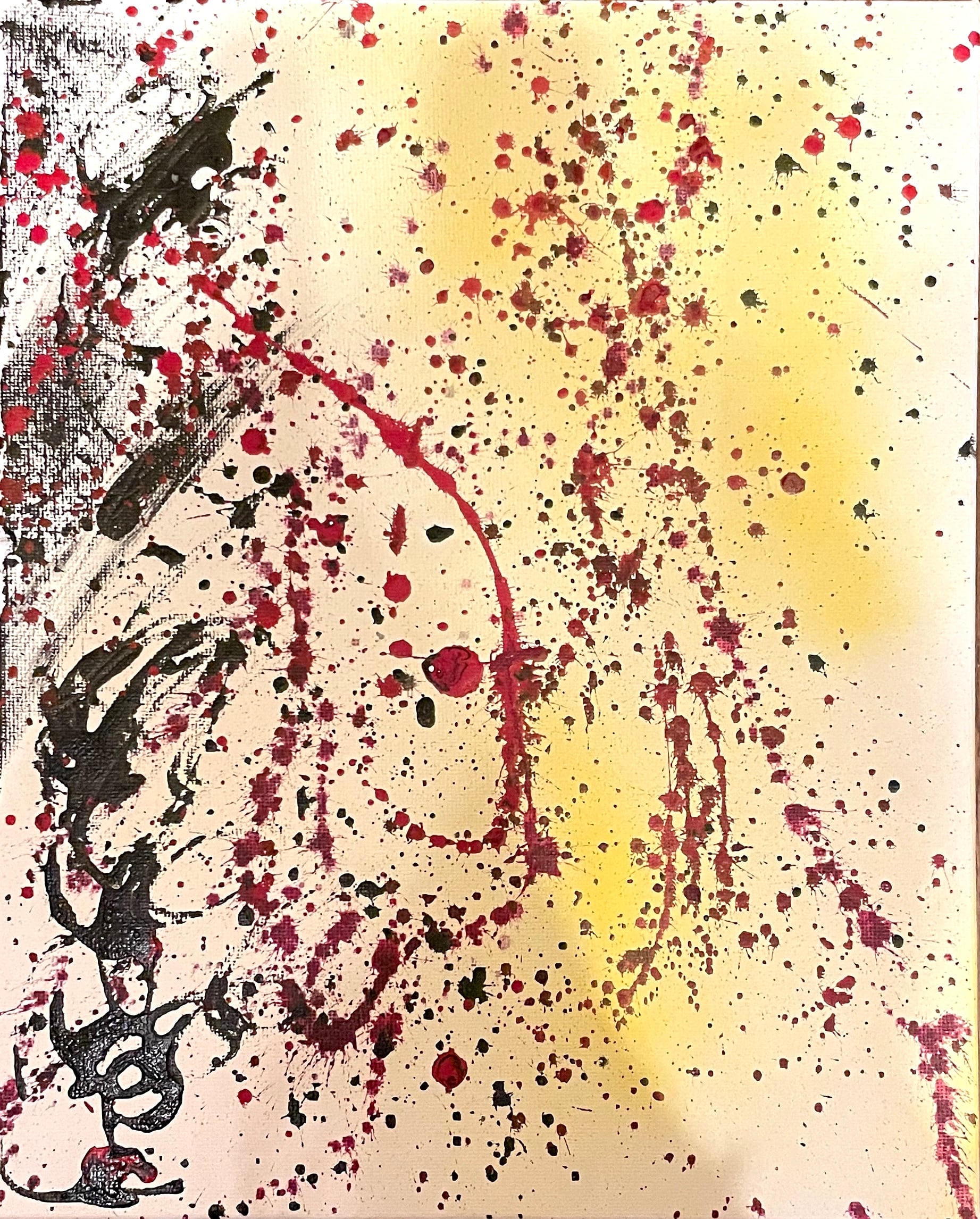 アート　サイズF10キャンバスon アクリル絵の具インク原画 絵画作品「鴉」アクリルガッシュ インテリア キャンバスサイズF10