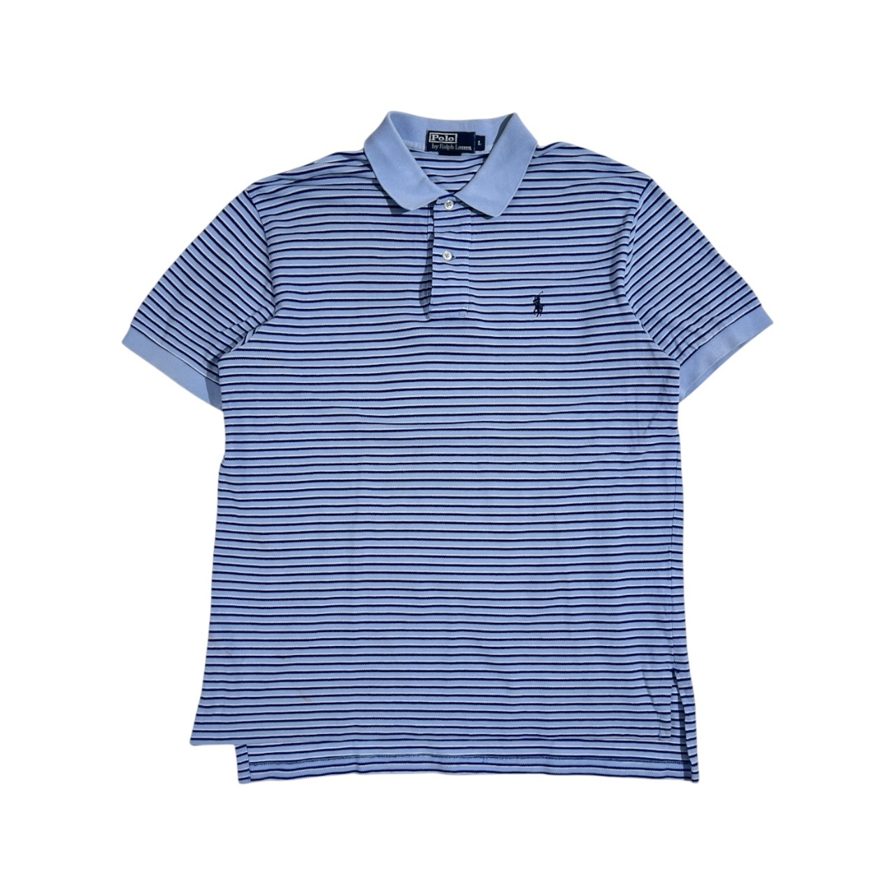90s 00s POLO RALPH LAUREN ポロ ラルフローレン ボーダー 鹿の子 半袖 ポロシャツ サイズ L /ブルー系 メンズ ビンテージ