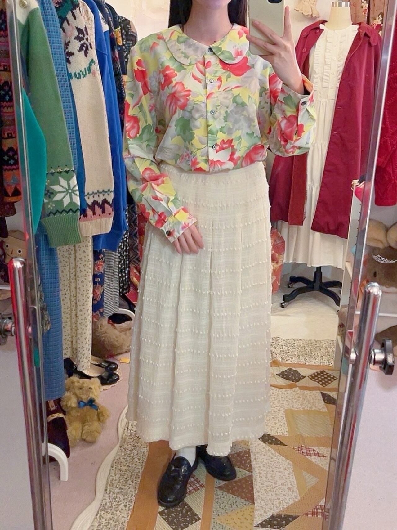 neon yellow flower blouse