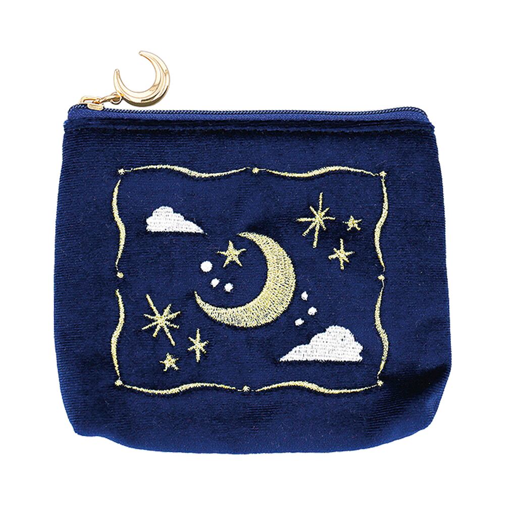 ティッシュポーチ クラシカル×ベロアラメ刺繍（三日月） GPO0382-BL