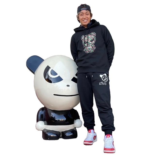 福岡ソフトバンクホークス 今宮健太選手着用モデル【HIPANDA ハイパンダ】メンズ フーディー スウェット MEN'S CAMOUFLAGE LAME PRINT HOODIE SWEAT SHIRT / BLACK・WHITE