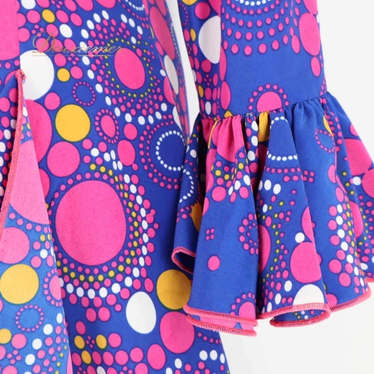 フラメンコ 衣装 ワンピース ドレス 青 ピンク 柄 模様 フリル CANELA PURA ボランテ 青 ブルー系 ピンク系 フリルドレス 華やか 色鮮やか パーティー衣装 コスプレ 衣装ドレス ダンス衣装 フェスティバル ドレス ワンピース ナイトイベント 着やすい おしゃれ レディース Mサイズ トレンド サマードレス