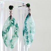 K18WG 透かし彫り翡翠ピアス A貨翡翠 jd_mm1180