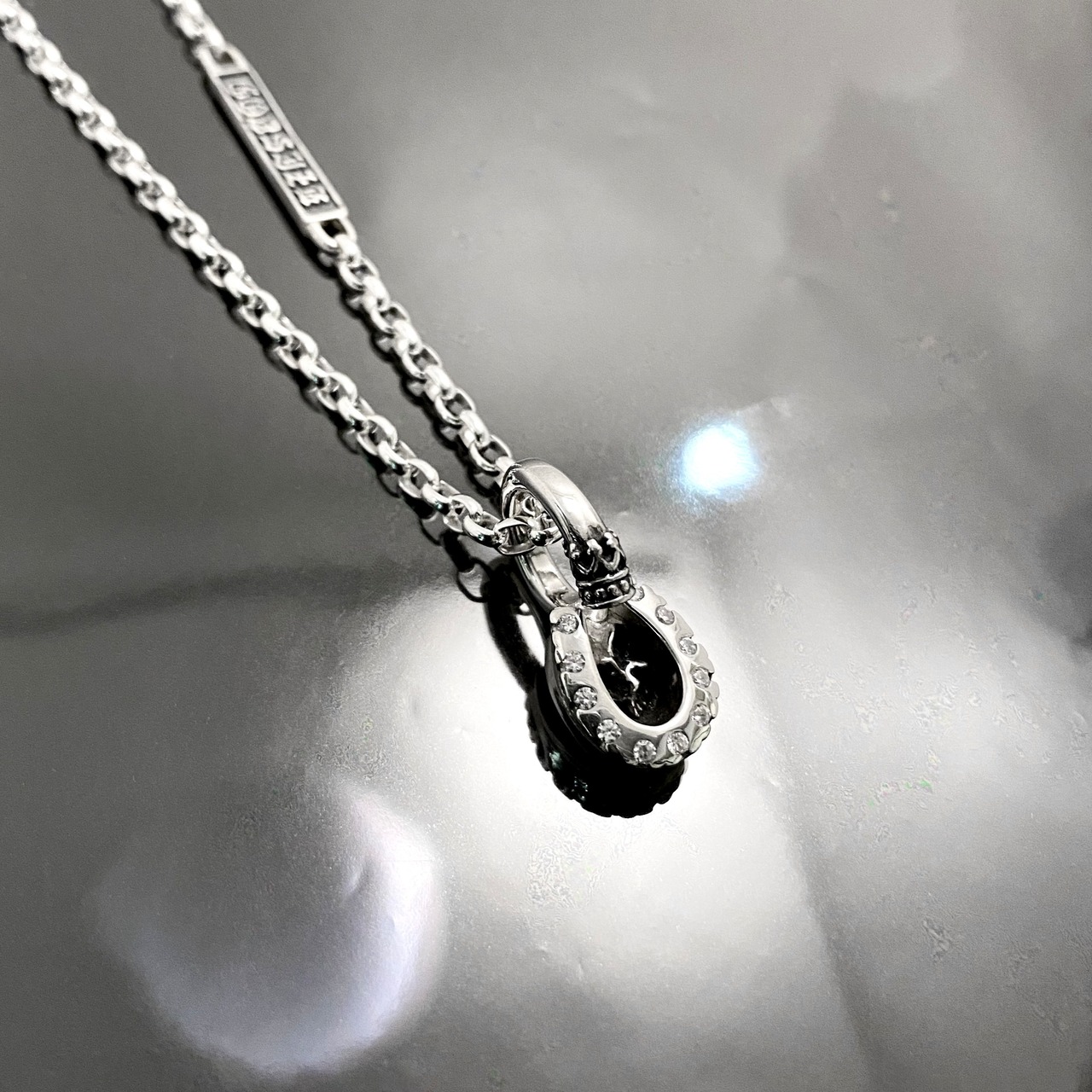 HORSESHOE : C with DIAMOND NECKLACE #1 with GODSIZE® I.D. TAG / ホースシュー : C・ダイヤモンド#1ネックレス ゴッドサイズ® I.D.タグ