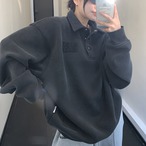 Distressed polo collar sweatshirt (ME363)