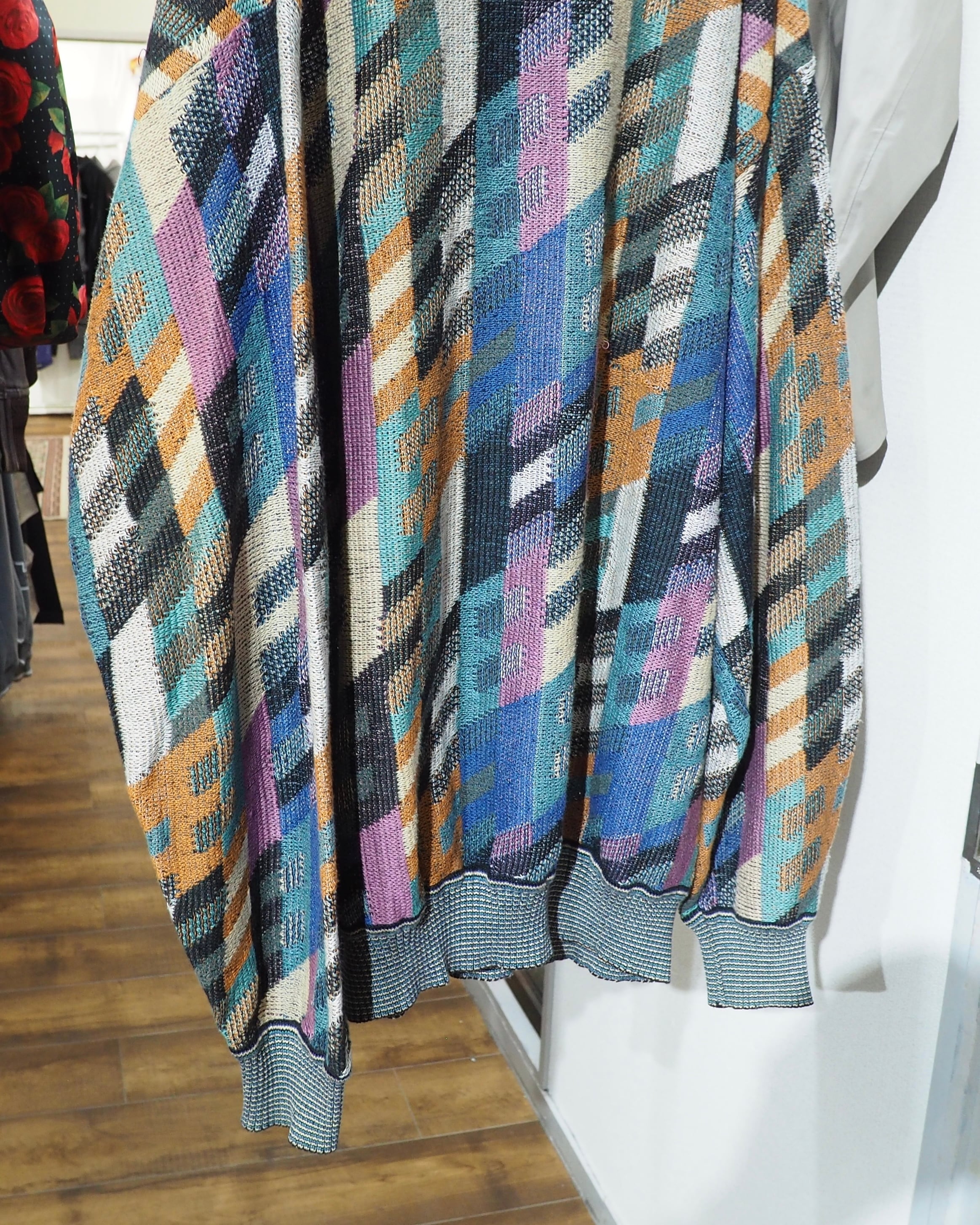 1990s " St.croix - Made in USA " Colorful pastel Block pattern vintage loose knit