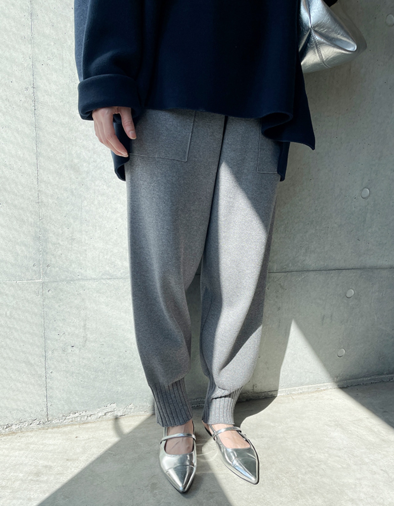 【25aw・再販】Rib-hem Knit Jogger Pants_Gray・Black