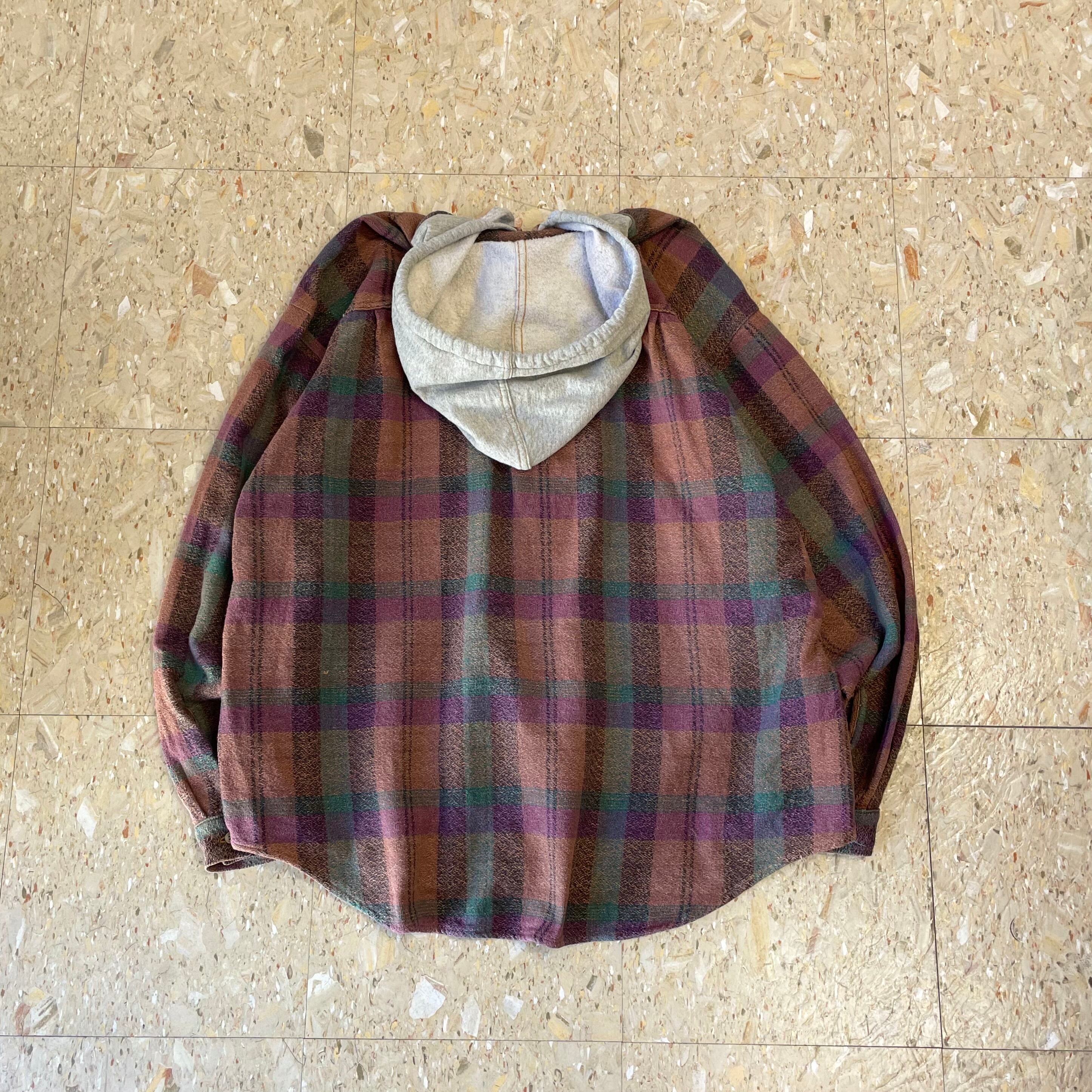 90s USA製 【Quiksilver】 クイックシルバー フードネル シャツ