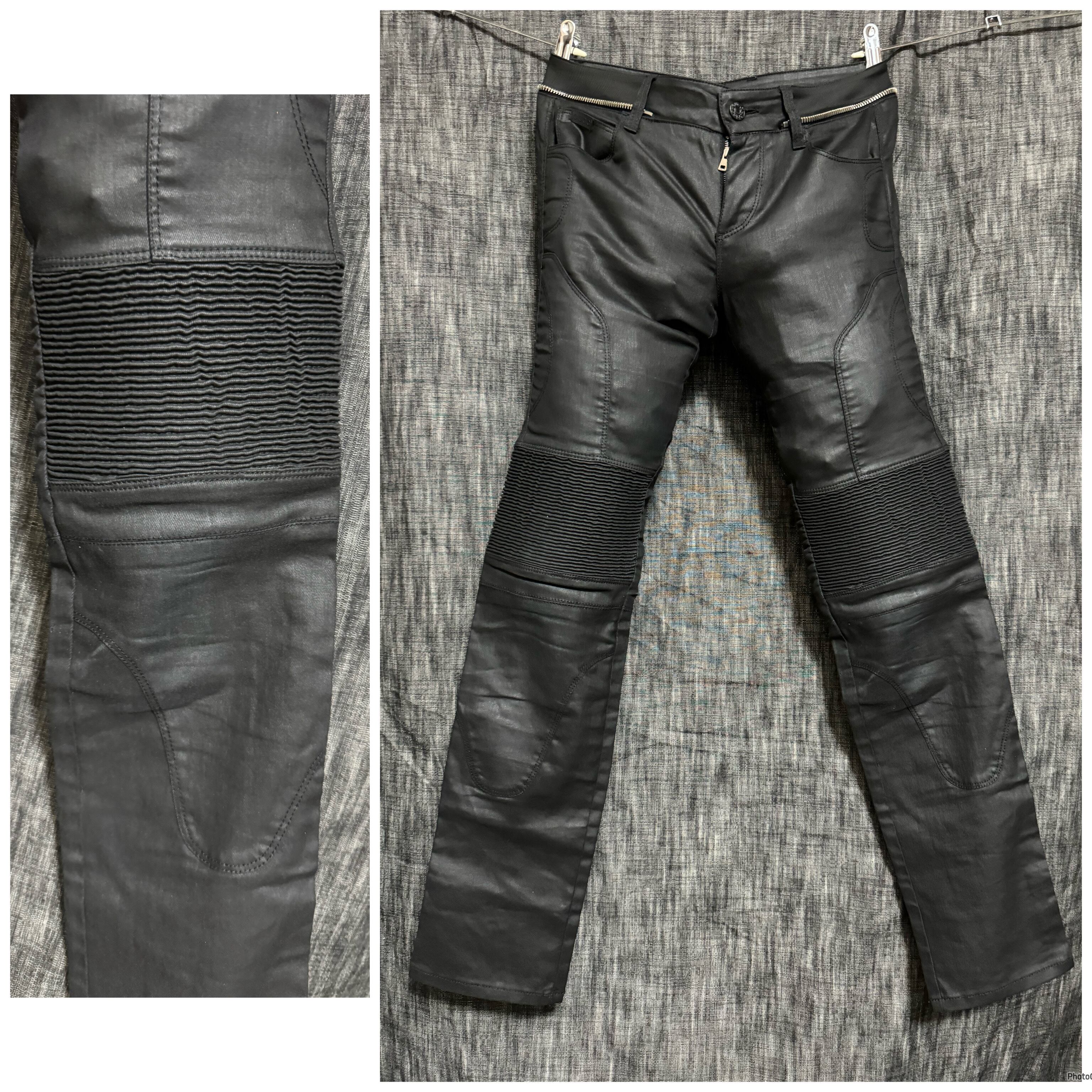 GUCCI グッチ バイカースキニーパンツ プリーツ ジップ ストレッチ 黒 