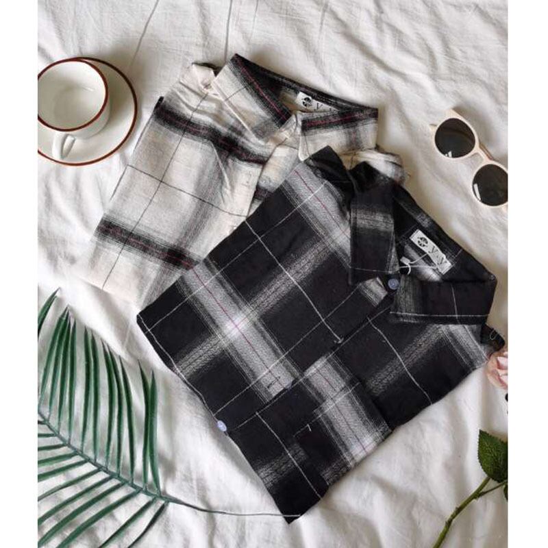 2020年夏の新作長袖単列マルチボタンカーディガンシャツファッションワイルドチェック柄シャツ女性トレンディシャツ YY-ファッション65544077279