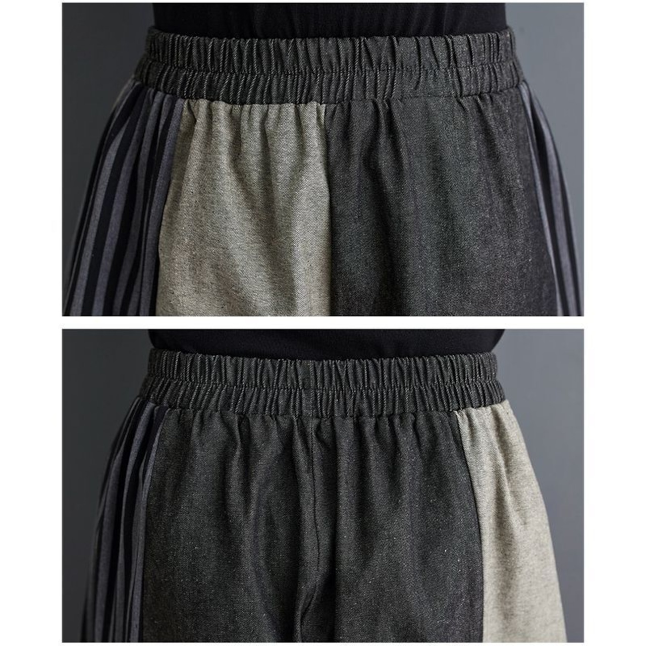 パネルデザイン クロップド ワイドパンツ 00076