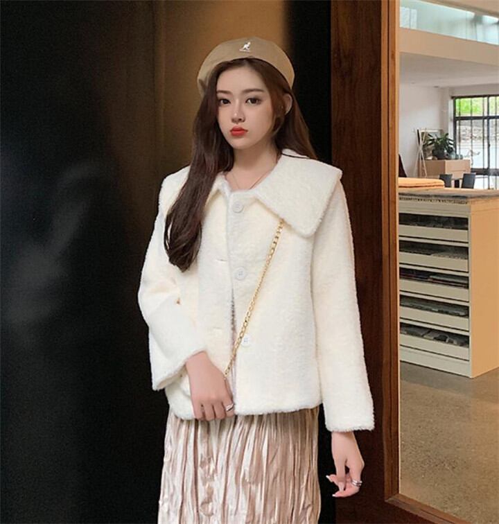 品質良い!店舗お勧め!秋冬 新作 韓国 単体ボタン 短いスタイル ミンクベルベット コート カレッジ風