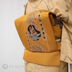 正絹塩瀬 金茶に丸紋の開きなごや