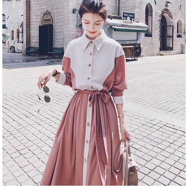 大きいサイズワンピース ロングワンピ 袖あり ミモレ丈 ハイウエスト シャツワンピース バイカラー 配色 レディース ワンピ ドレス 長袖 大人可愛い Aライン ウエストリボン おしゃれ きれいめ カジュアル ピンク 春 秋 冬 代 30代 40代 50代 Like Fashion 大きいサイズワンピース ロングワンピ 袖あり ミモレ丈 ハイウエスト シャツワンピース バイカラー 配色 レディース ワンピ ドレス 長袖 大人可愛い Aライン ウエストリボン おしゃれ きれいめ カジュアル ピンク 春 秋 冬 代 30代 40代 50代 Like Fashion