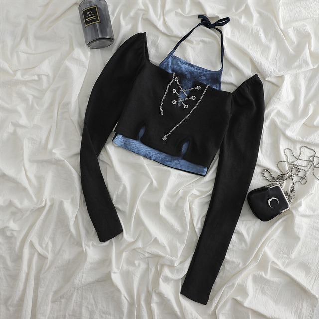 トップス カットソー ショート丈 袖あり 長袖 スクエアネック オフショルダー 襟なし 細身 チェーン 薄手 かわいい 大人可愛い きれいめ シンプル カジュアル 大人 上品 おしゃれ かっこいい こなれ感 ラブリー キュート ガーリー ルーズ モード系 セクシー 無地 春 秋 10代 20代 レディース 女性用 女の子 学生 デート お出かけ 女子会 休日 イベント リゾート 旅行 着回し 普段使い お揃い 双子 韓国系 ファッション サイズ S M L ジャスト サイズ ワンカラー