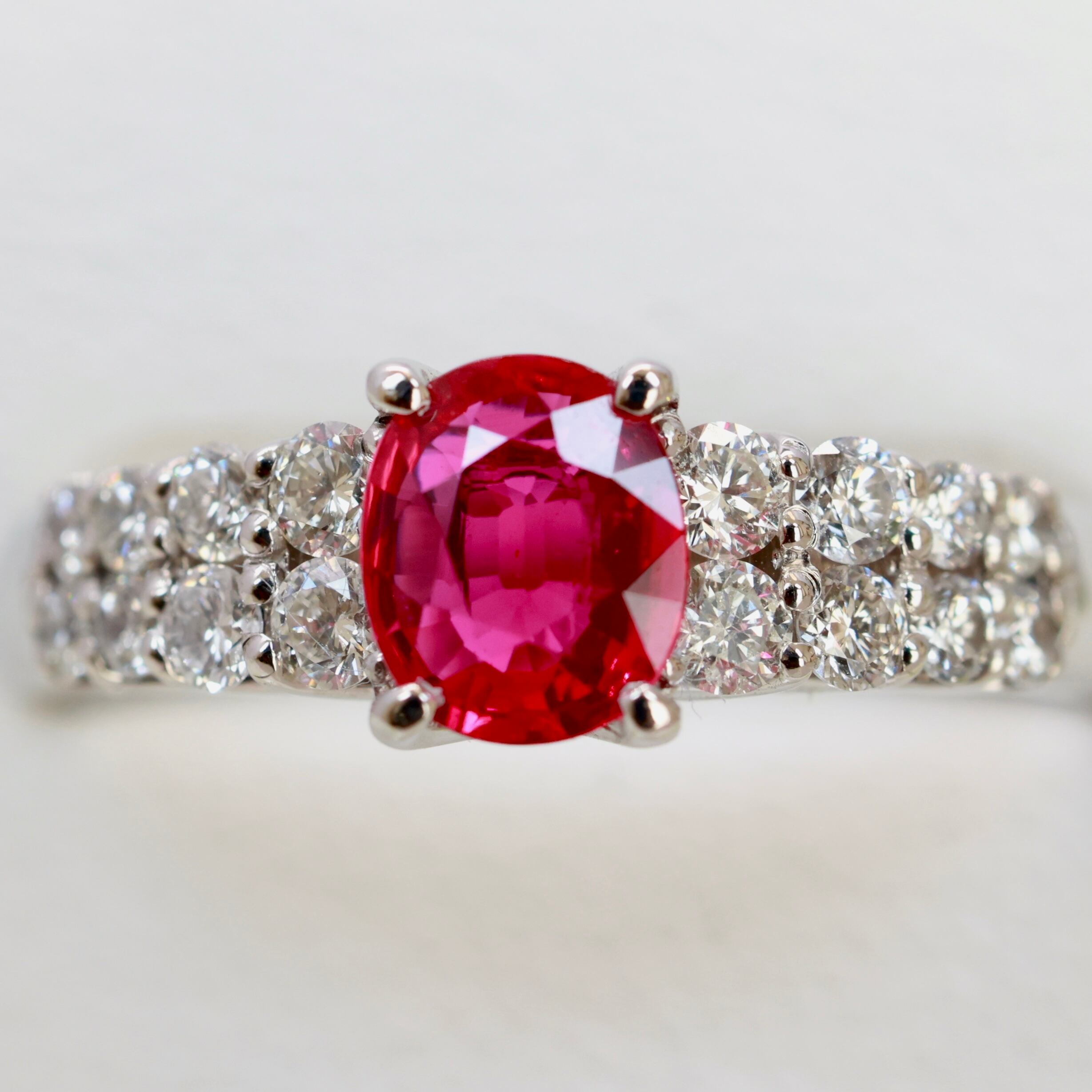 Pt900 非加熱 ルビー 0.709ct ダイヤモンド 0.47ct リング 13.2号 非  