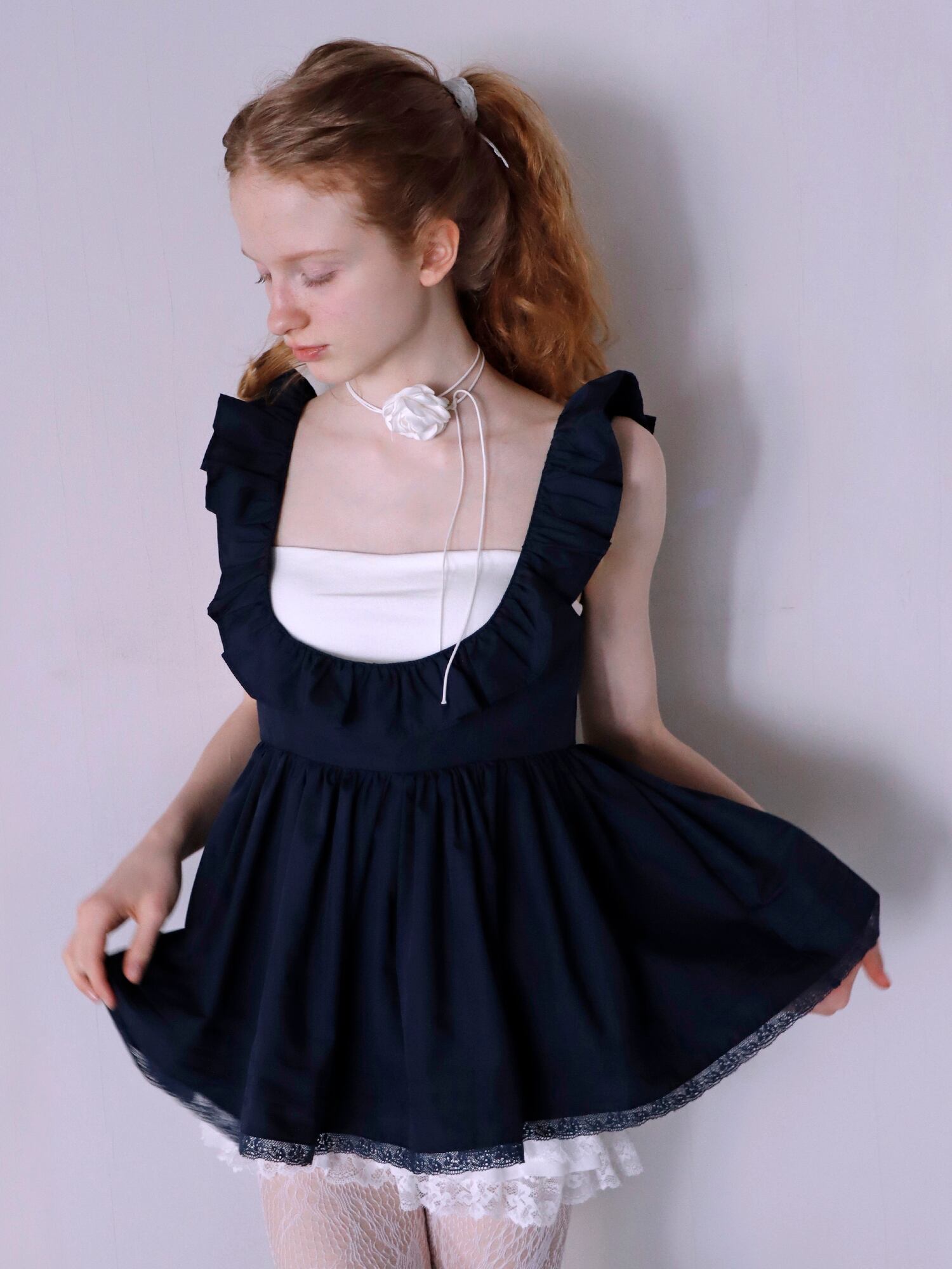 PETIT APLON TOP -NAVY- | mieya mieya