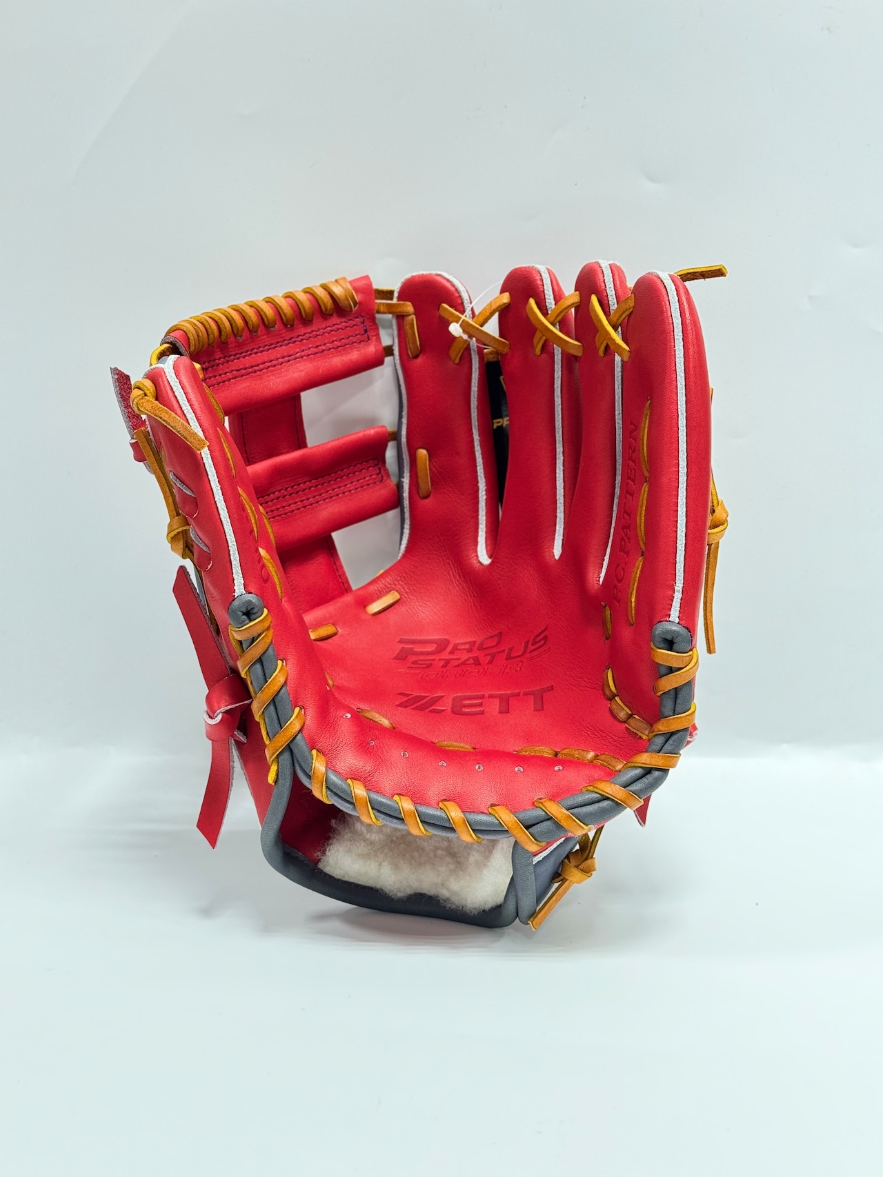 ZETT PROSTATUSーゼットプロステイタス michii supreme order 硬式グローブ ゼットミチイオリジナルグラブ 右投げ用 326型 太田モデル レッド/ダークグレー×オークブラウン・画像6