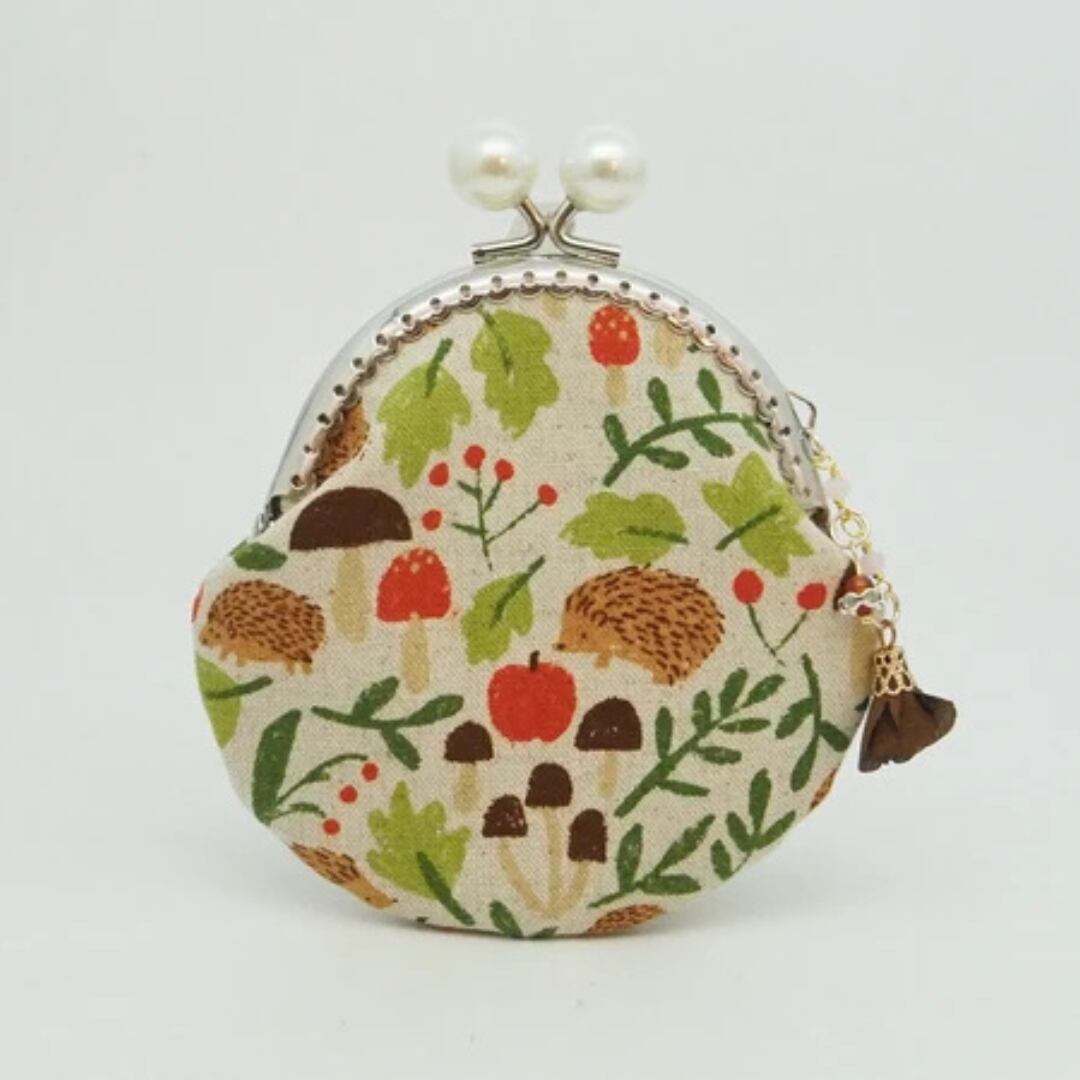 【ハンドメイド】がま口ポーチ・コインケース|はりねずみの森(口金8.5センチ)