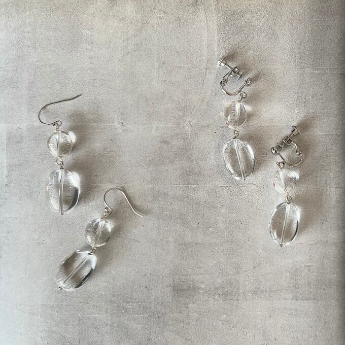 ぷっくりクォーツのピアス・イヤリング （シルバー） | 上品な