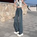 デニムボトムス ワイドパンツ デニムパンツモップパンツ レディース 夏 デザイン感 ハイウェスト 着痩せ ストレートパンツ