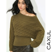 Off-Shoulder Cable Knit Pullover/2color