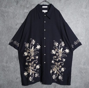 "Pierre cardin" black floral patterned shirt