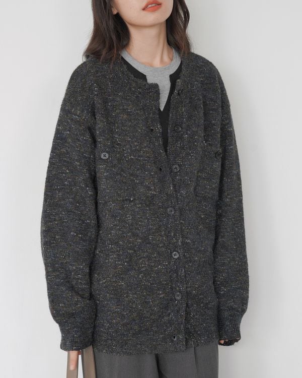 Mixed color loose knit cardigan TH3620