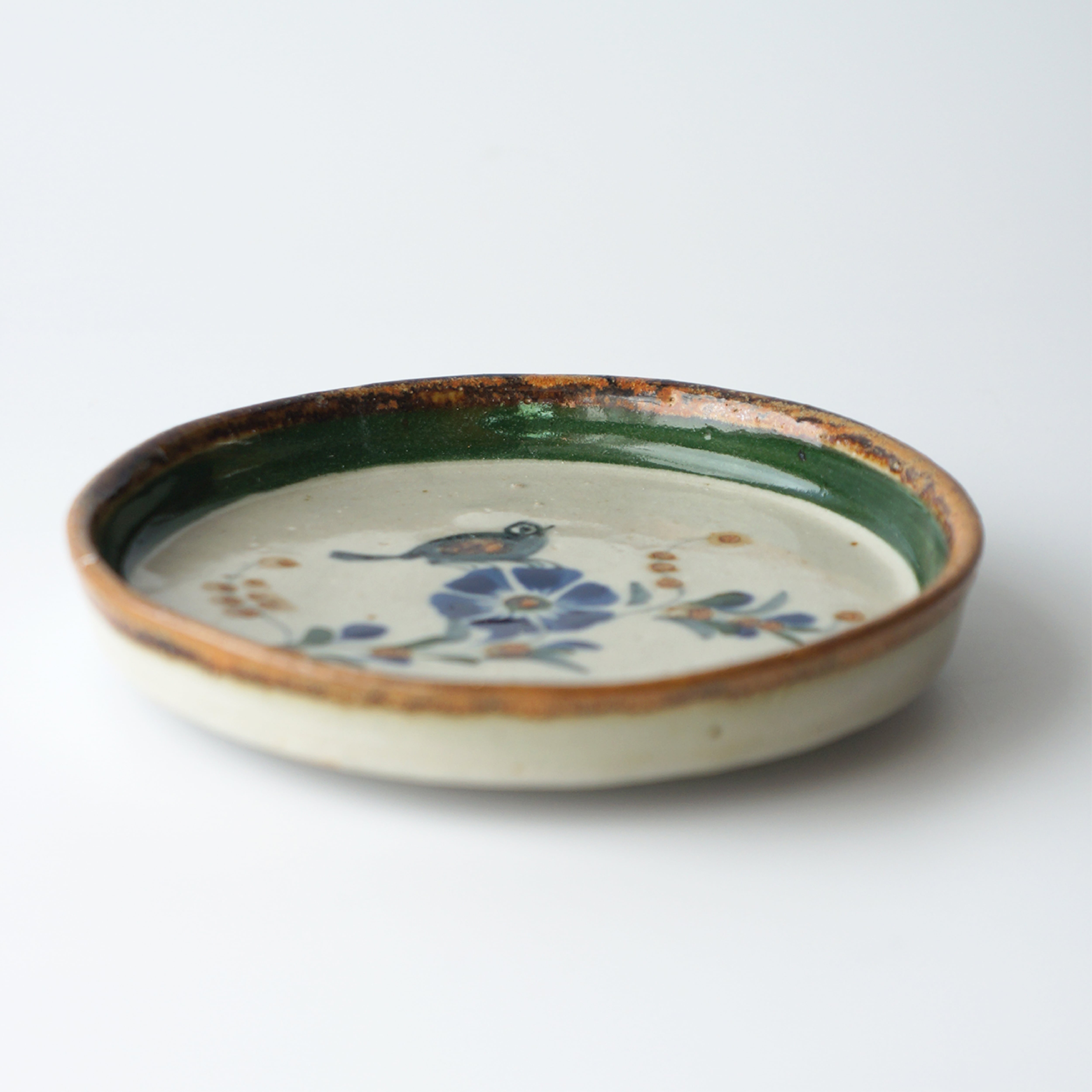 鳥のリムありプレート(φ12cm)】サン・ヘルマン工房／メキシコ州