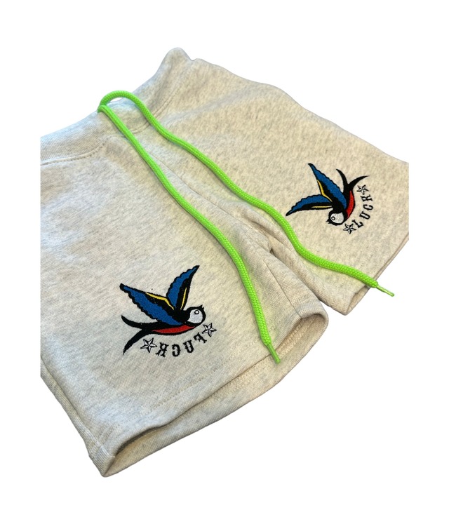 Embroidery Swallow Tattoo Sweat Shorts