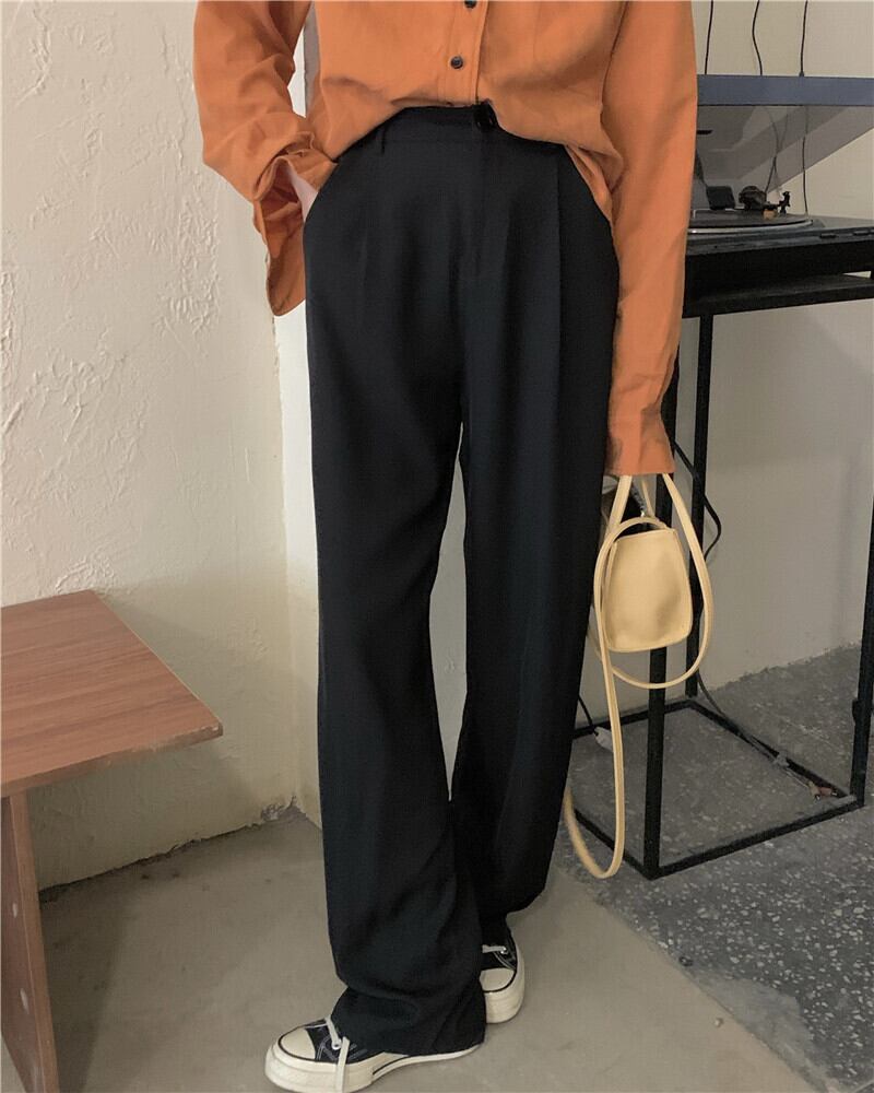 ブラックハイウェストウェストカジュアルパンツ レディーススプリングオータム薄手ルーズサマー 春物 夏物 秋物 モンロー87864819484