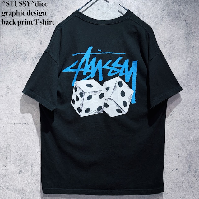 "STUSSY"dice graphic design back print T shirt