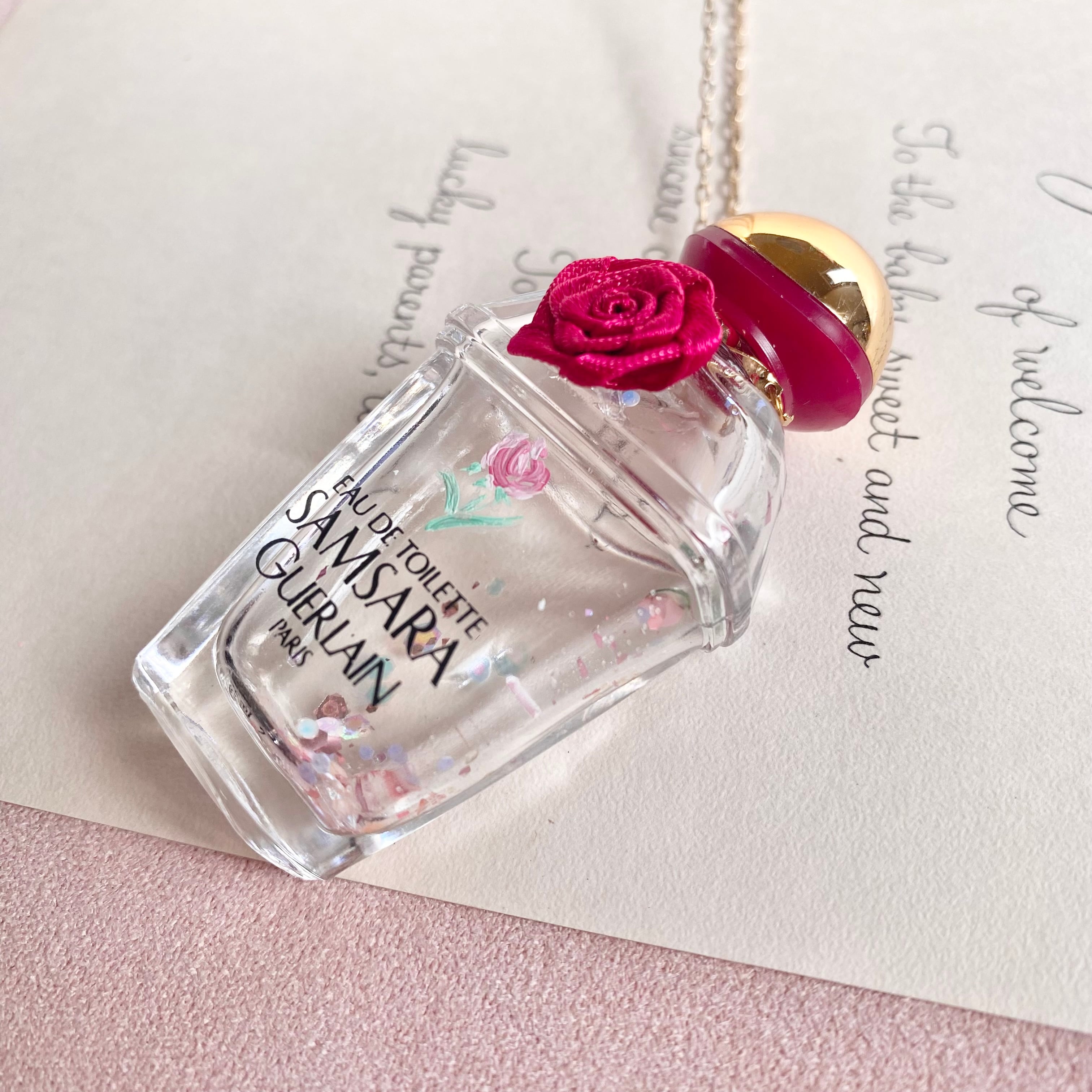 (レッドベルバラ)Hand painted perfume neckless ペイント香水瓶ネックレス
