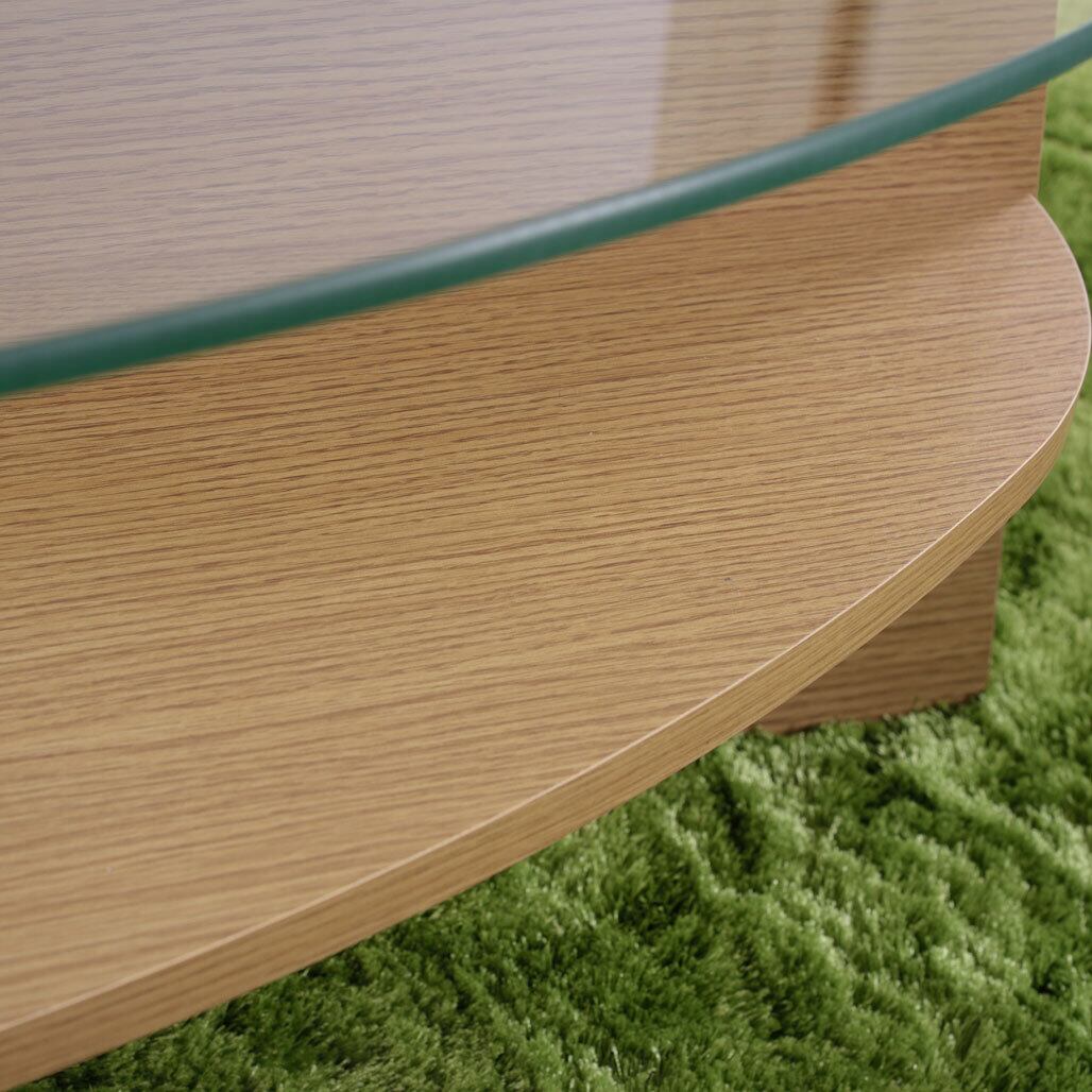 ガラス天板 収納 センターテーブル 横幅105cm【Oval／オーバル