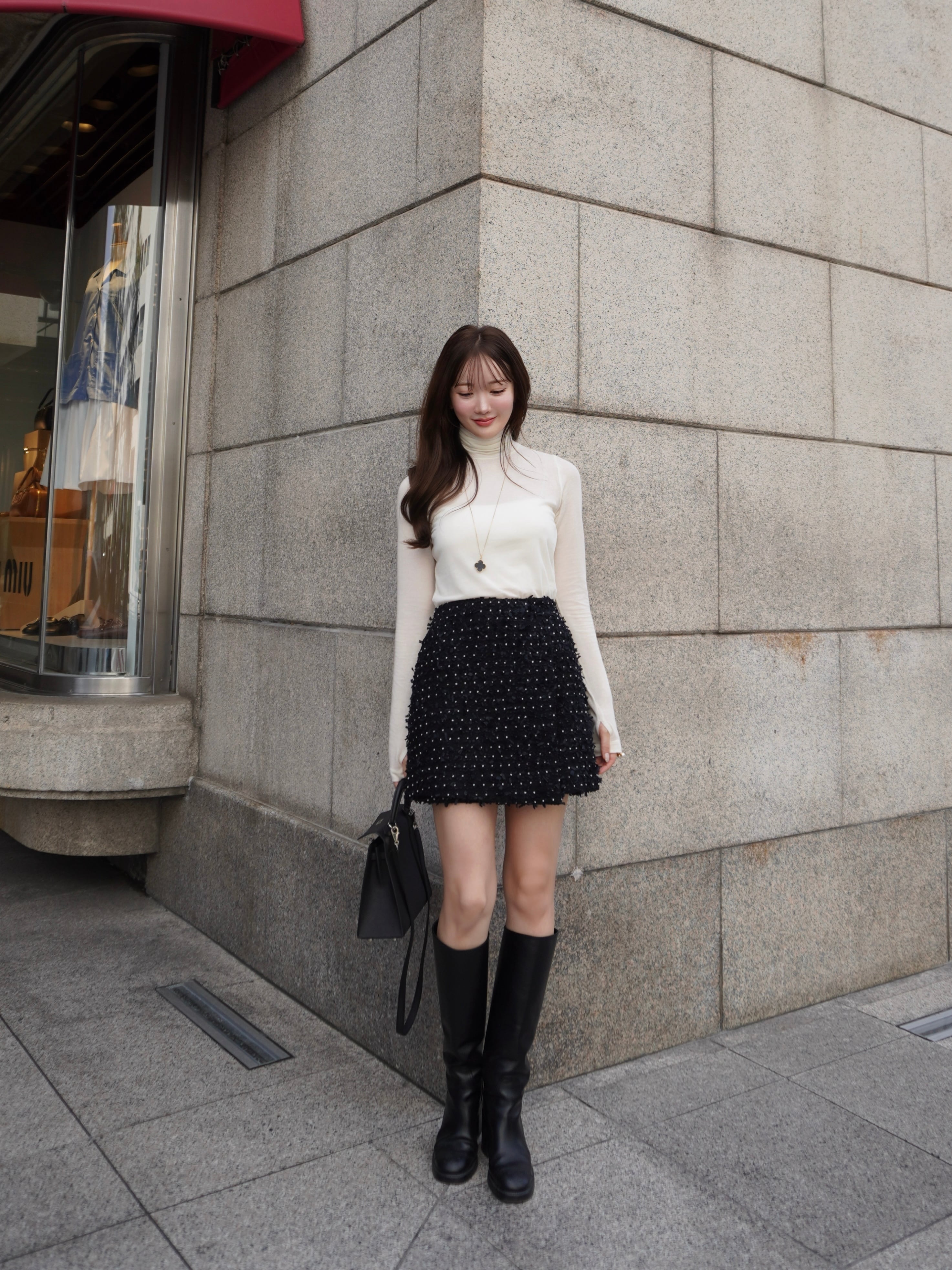 パピエ Papier 易しい Enfant wrapped skirt/Black 