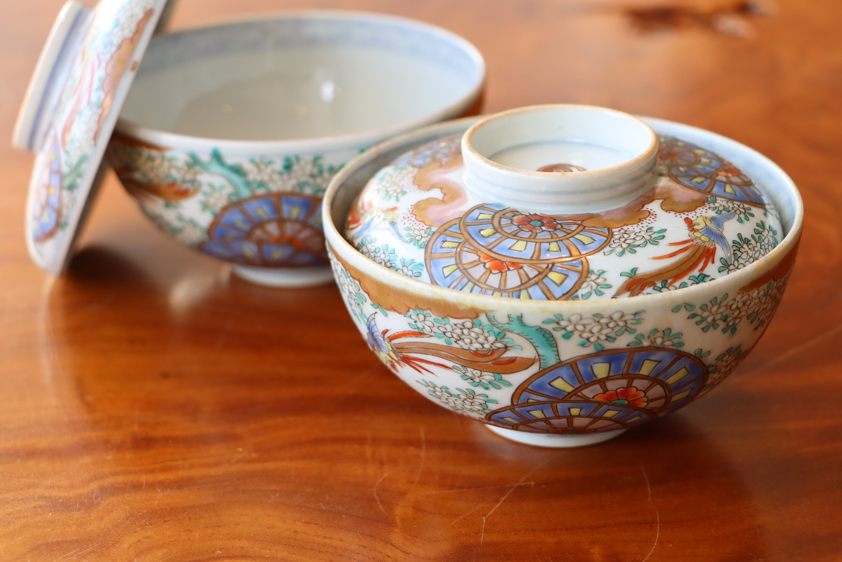 蓋茶碗 伊万里焼 色絵 鳳凰桜御所車文 | (有)新原美術