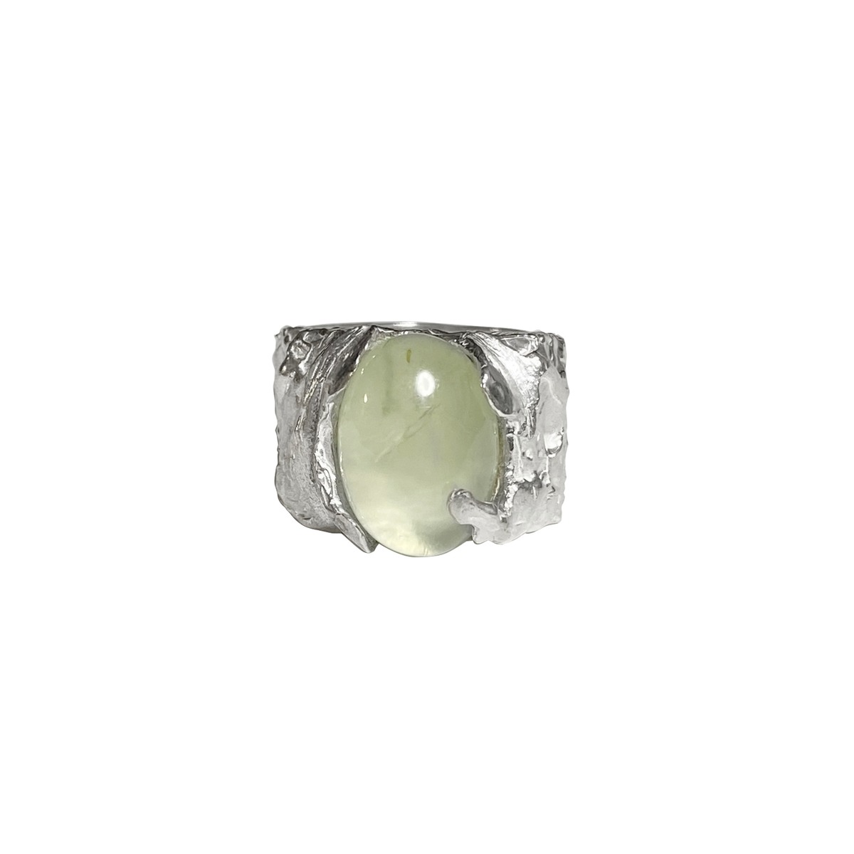 [R023] Silver 925 Nature stone ring (Prehnite) | Feifei Xu
