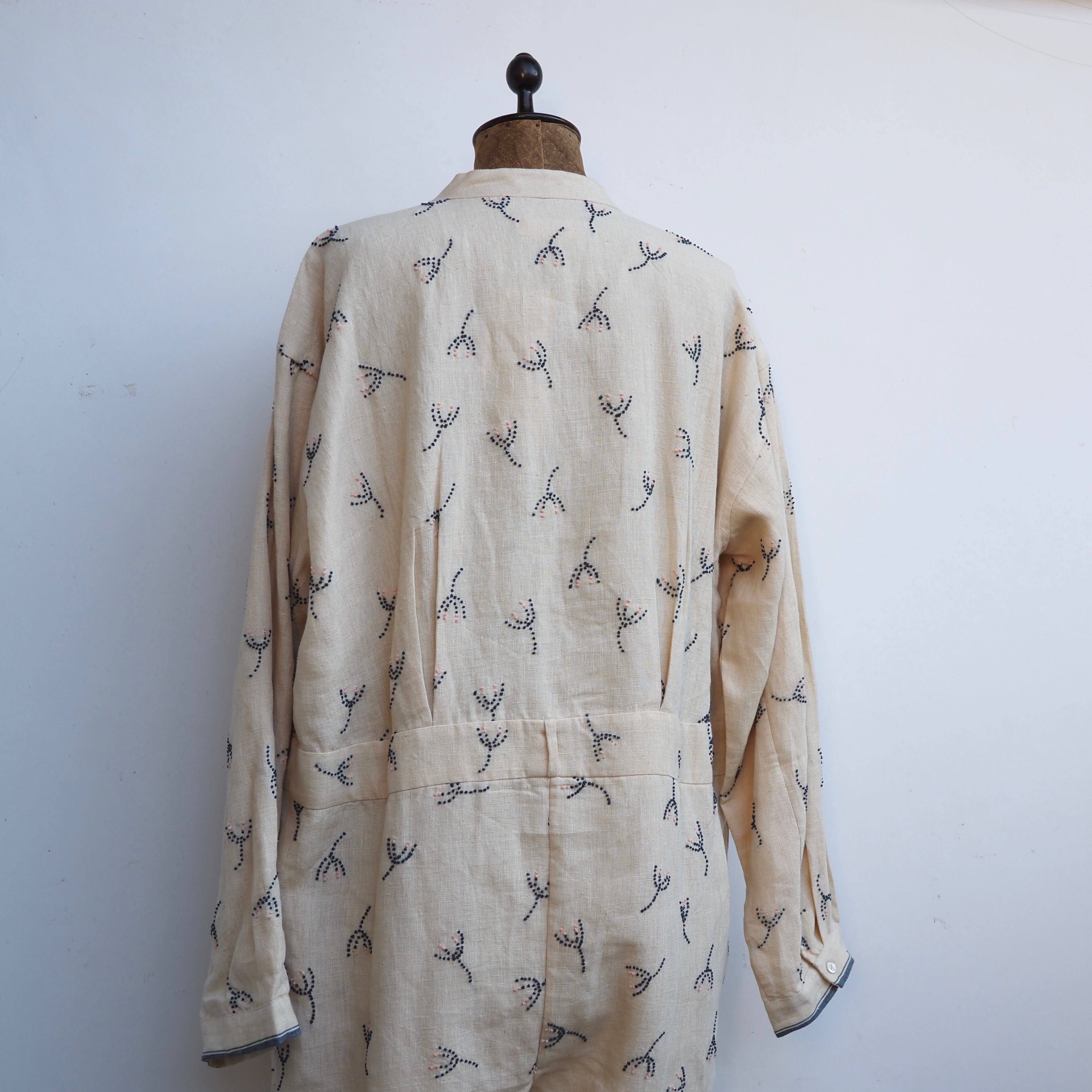 BUNON/Linen Over Jacket /カバーオール (ecru・black)