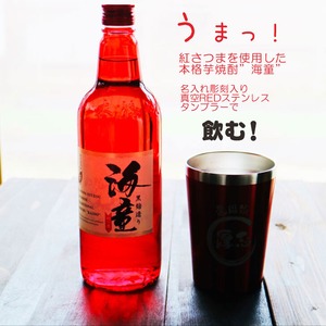 名入れ 焼酎 ギフト 【 海童 本格芋焼酎 720ml 名入れ レッド タンブラー セット 】 還暦祝い 退職祝い 名入れ 芋焼酎 お酒 真空ステンレスタンブラー 誕生日 プレゼント 父の日 母の日 成人祝い 喜寿祝い 古希祝い 誕生日 結婚祝い 送料無料